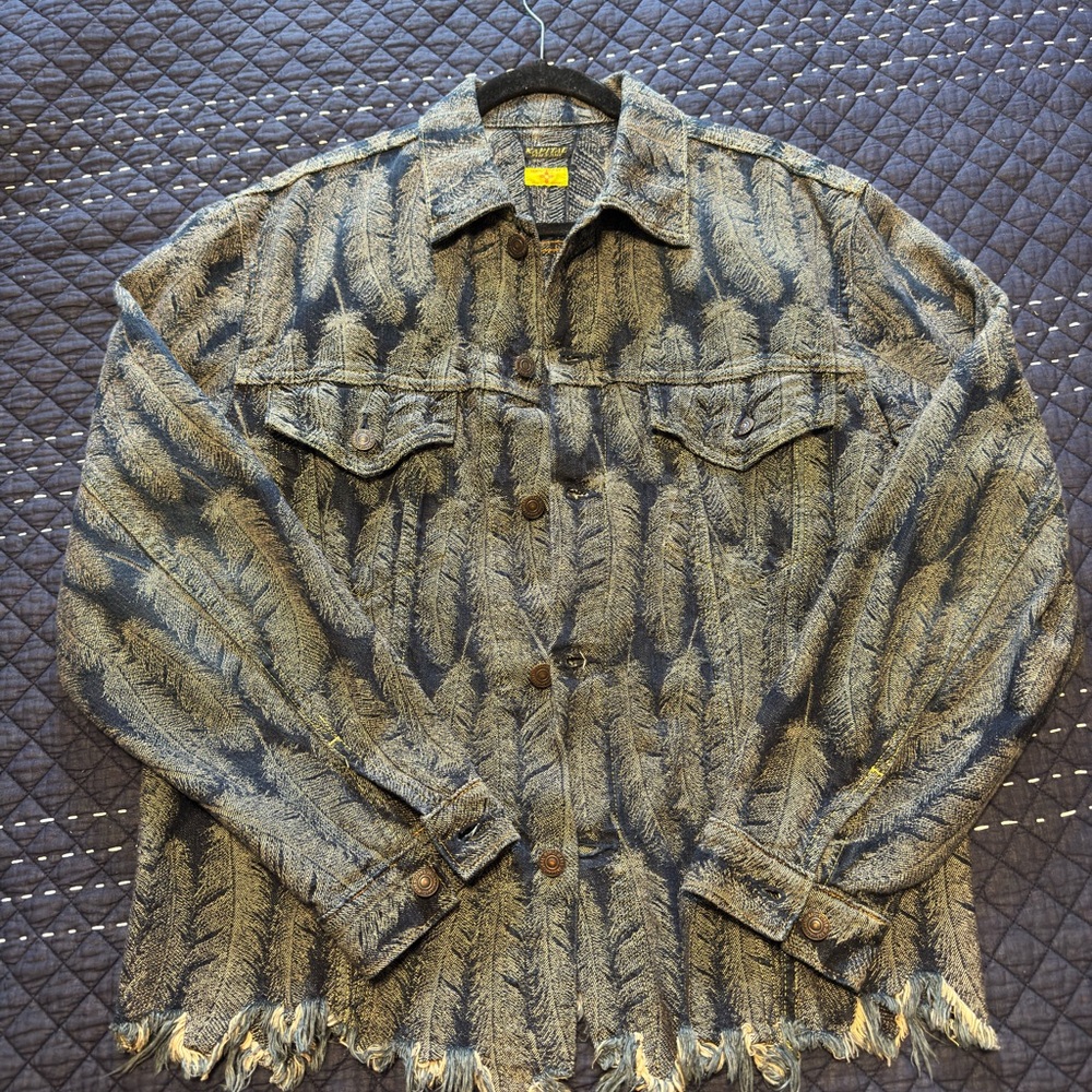 Kapital Feather Pattern Shirt Jacket in Black and Brown